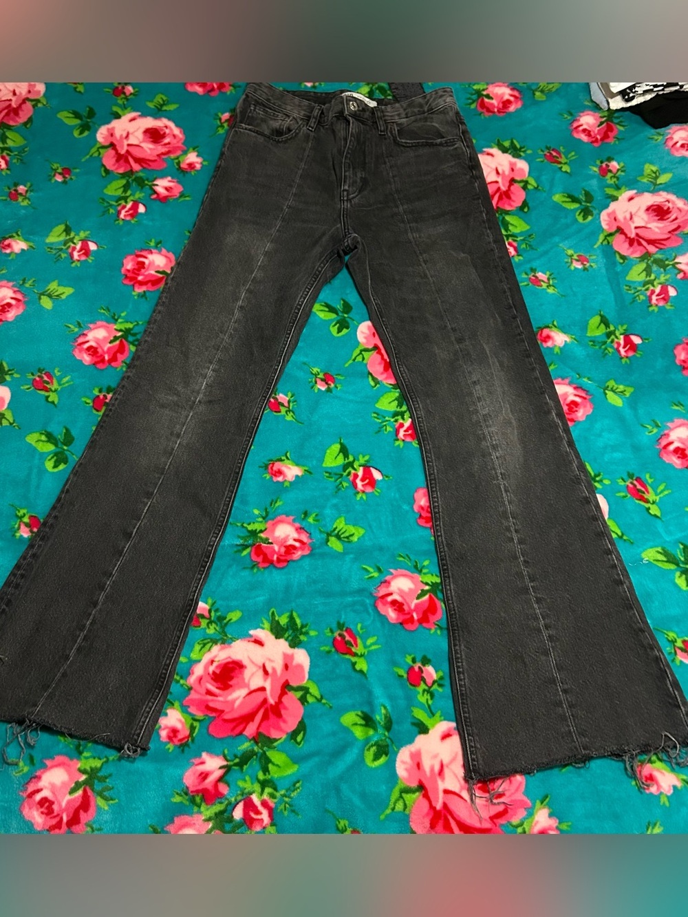 Zara Black Flared Wide Leg Jeans